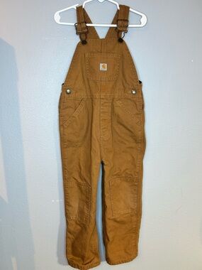 Carhartt Brown/Tan Kids' Duck Bib Canvas Overalls USED
